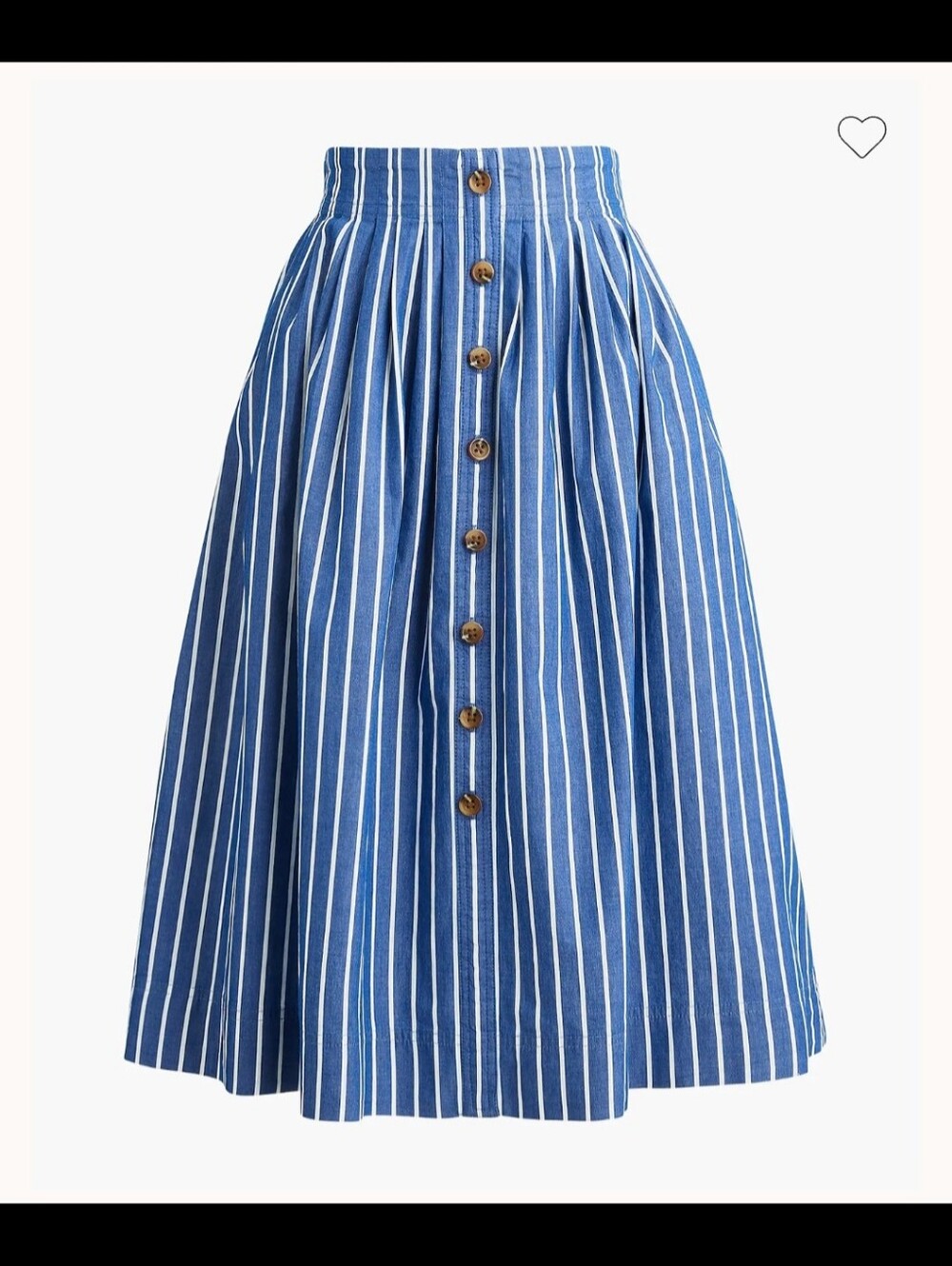 J. Crew Blue and White Vertical-Stripe Full Midi Skirt